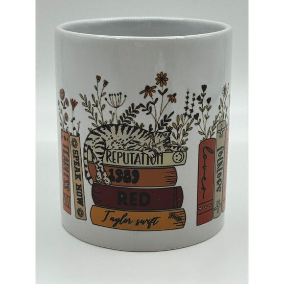 Taylor Swift Mug Eras Album Name Library Music White Coffee Cup Tea Mug Cat 11oz - Picture 1 of 10